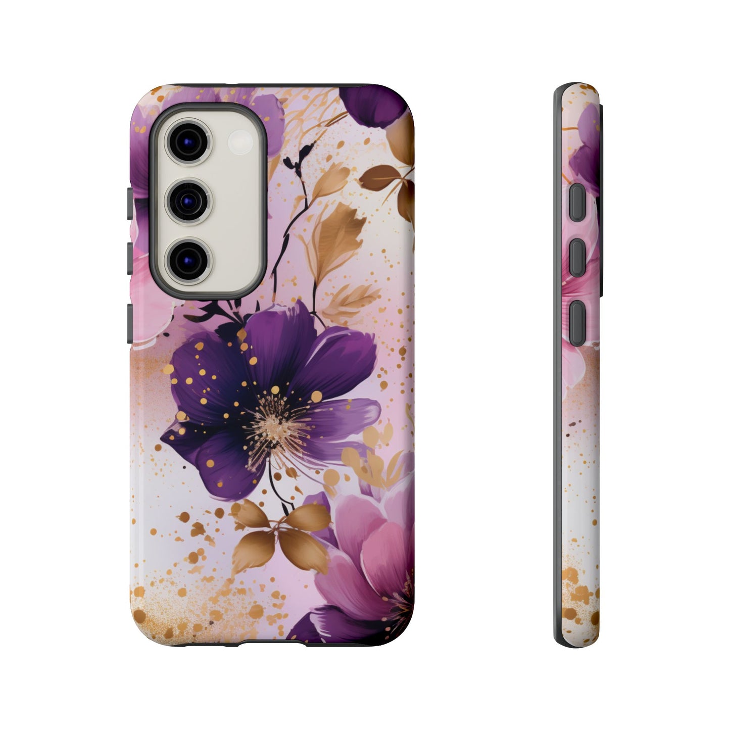 Luxury Purple & Gold Floral Aesthetic Mobile Case