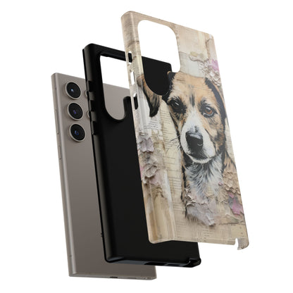 Vintage Collage Dog Portrait Mobile Cover – Artistic Mixed Media Design