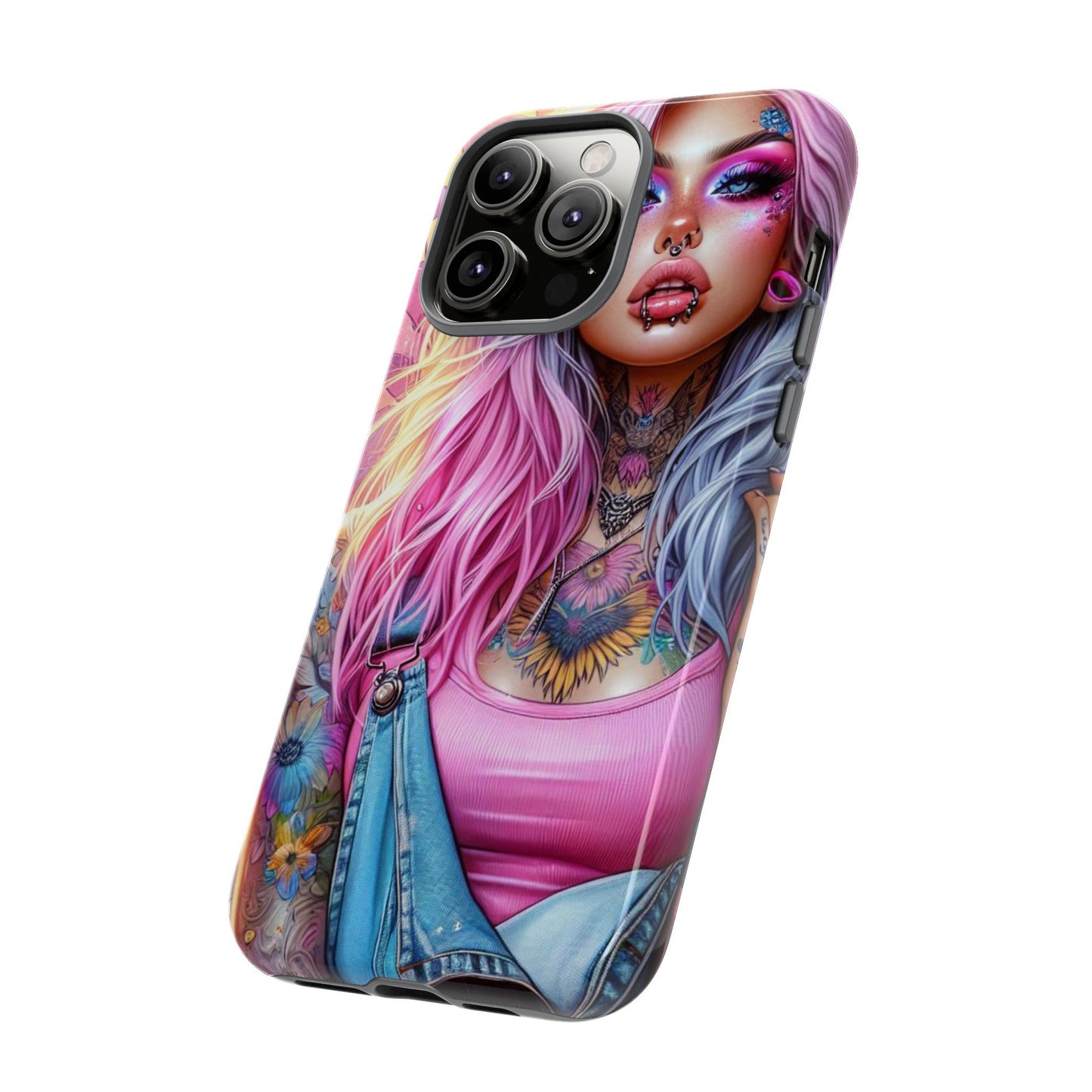 Sunset Glow – Pastel Punk & Floral Ink Mobile Cover