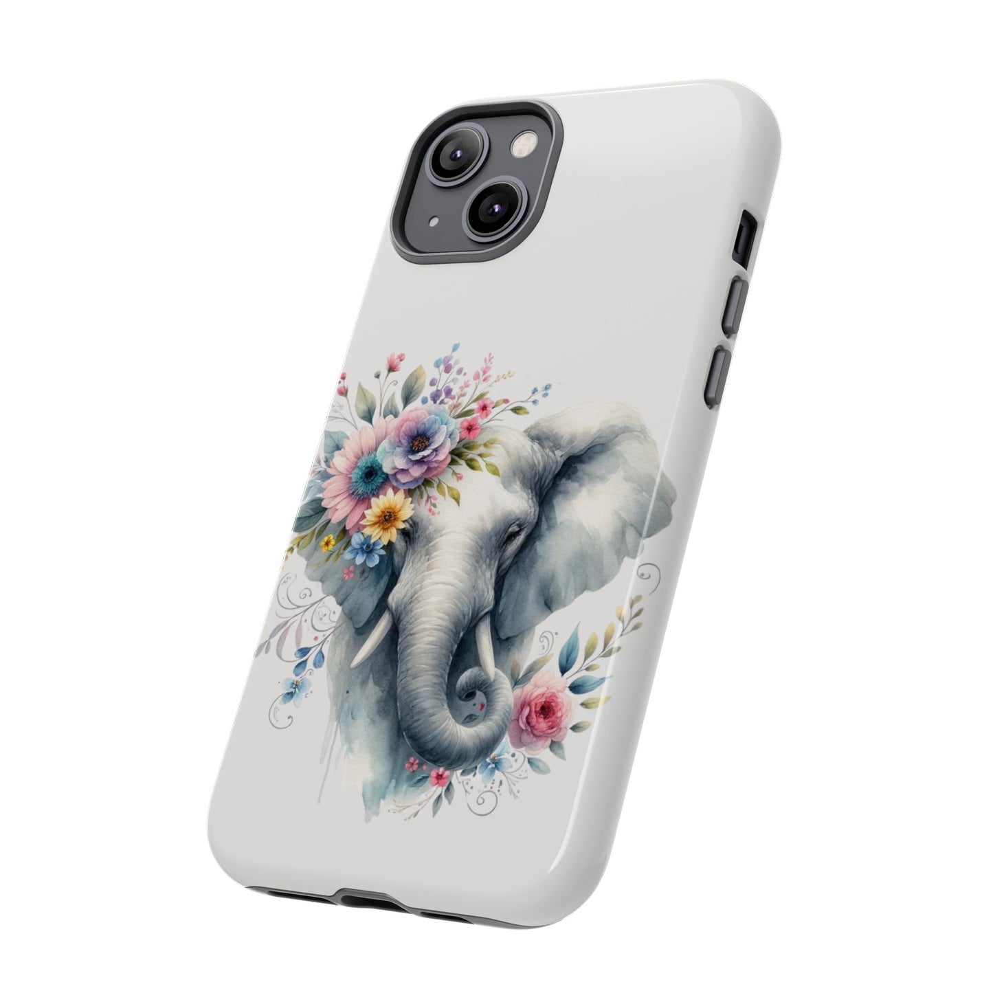 Floral Elephant Mobile Cover – Elegant Watercolor Art