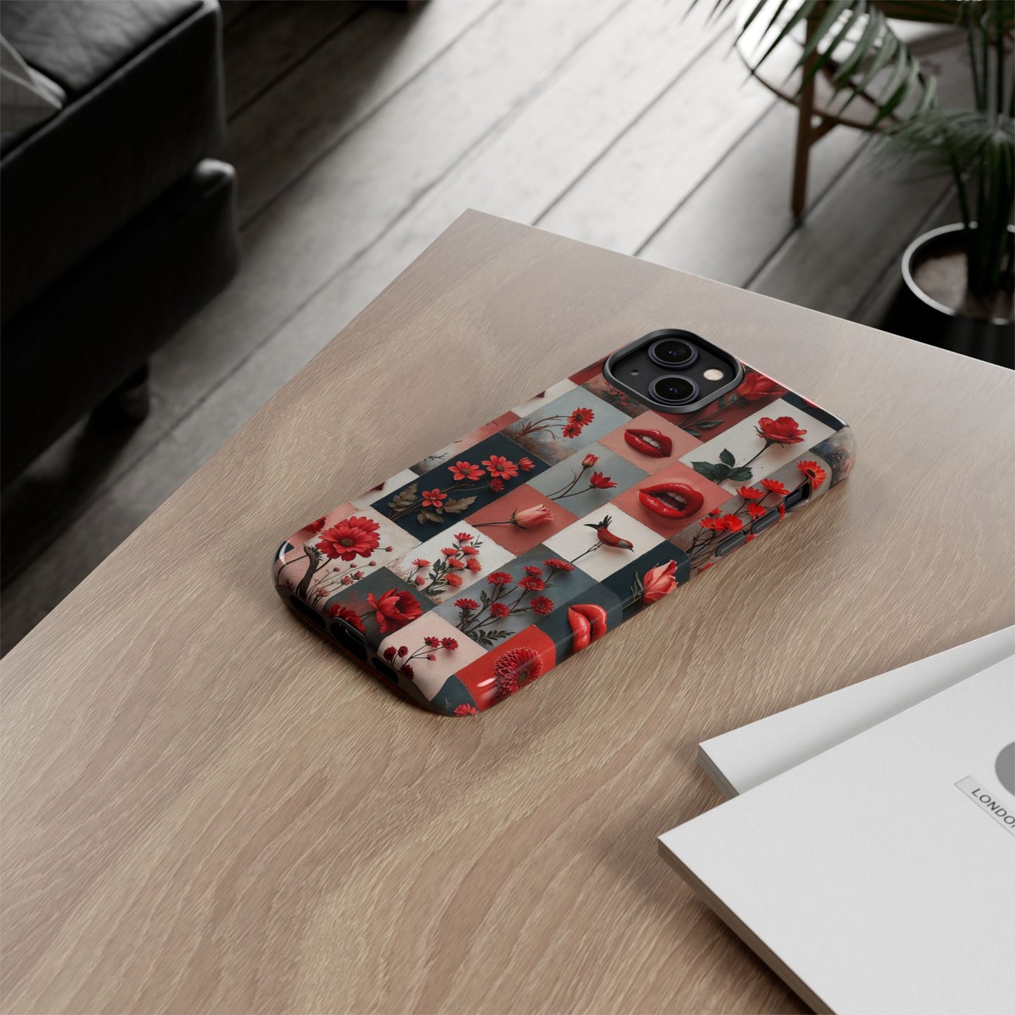 Red Flowers & Lips Collage Phone Case