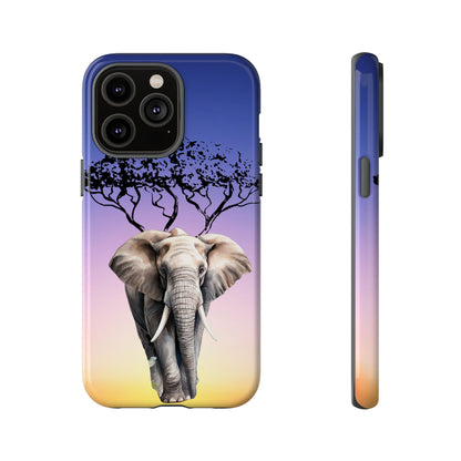 Surreal Elephant Tree Mobile Cover – Dreamy Sunset Fantasy