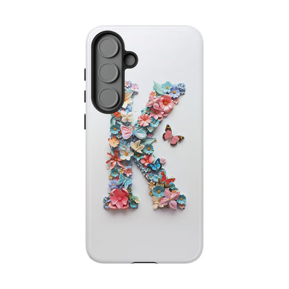 Floral Letter K Phone Case – Personalized Aesthetic Cover for iPhone, Samsung & Google Pixel