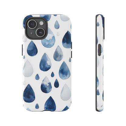 Indigo Rain Drops Watercolor Phone Case for iPhone, google Pixel & Samsung