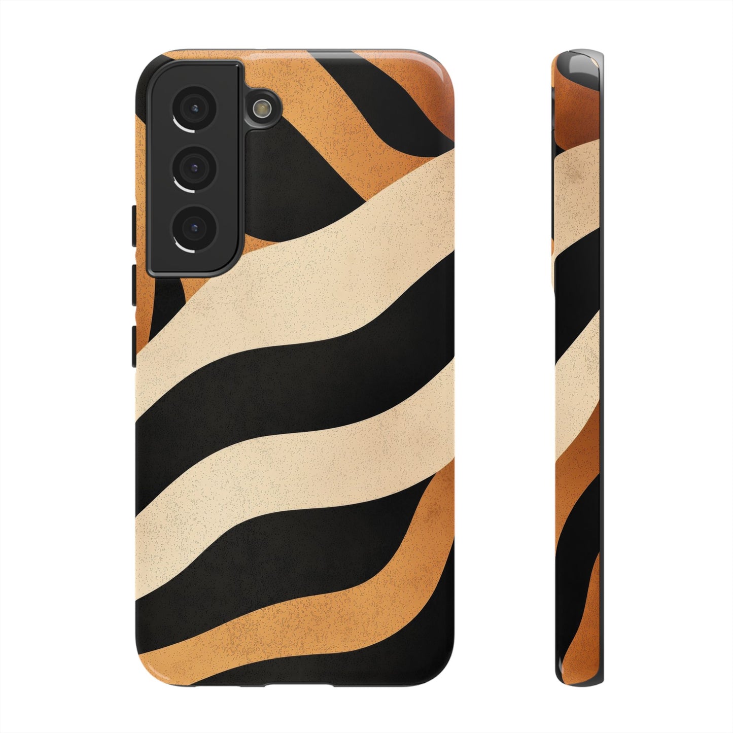 Bold Tiger Stripes Phone Case – Black, Orange & Cream Perfect for iPhone, Samsung & Google Pixel
