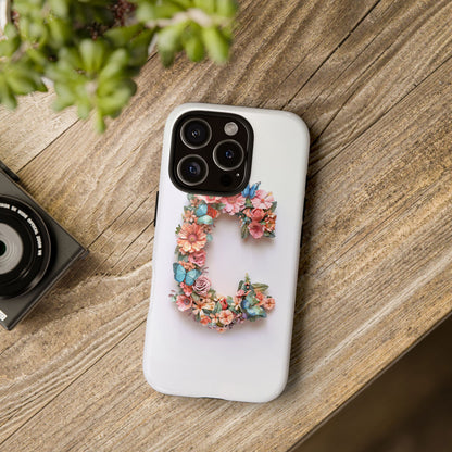 Floral Letter C Phone Case – Personalized Aesthetic Cover for iPhone, Samsung & Google Pixel