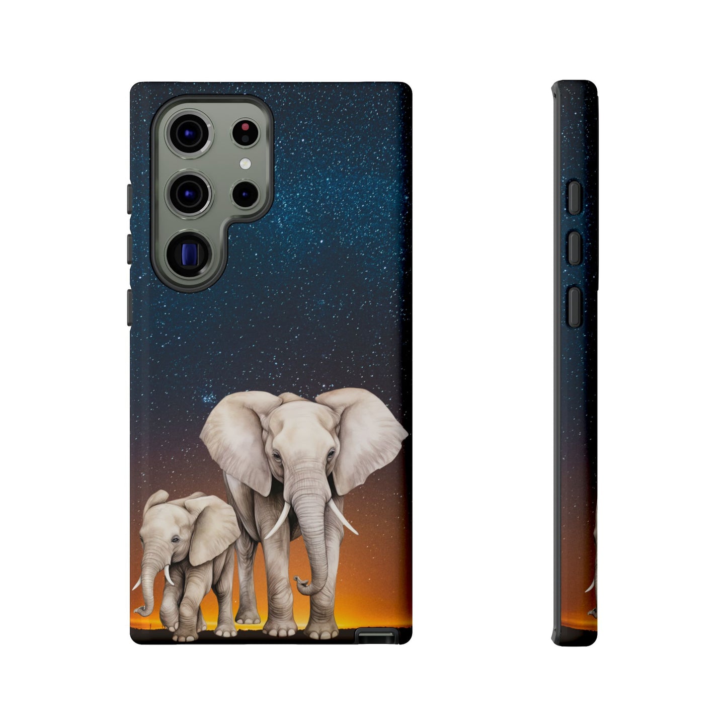 Starry Safari Elephant Family Mobile Cover – Cosmic Wildlife Aesthetic
