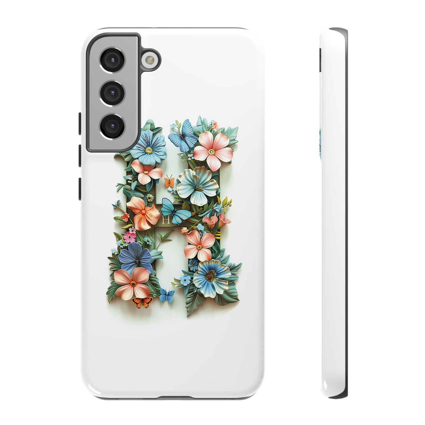 Floral Letter H Phone Case – Personalized Aesthetic Cover for iPhone, Samsung & Google Pixel