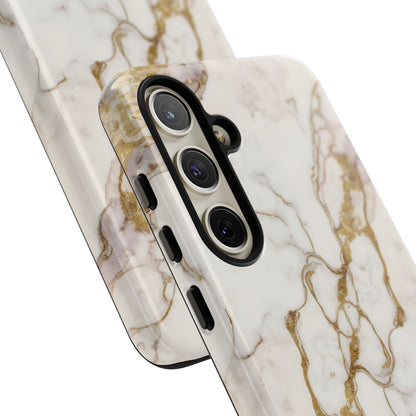 Elegant White and Gold Marble Case Design