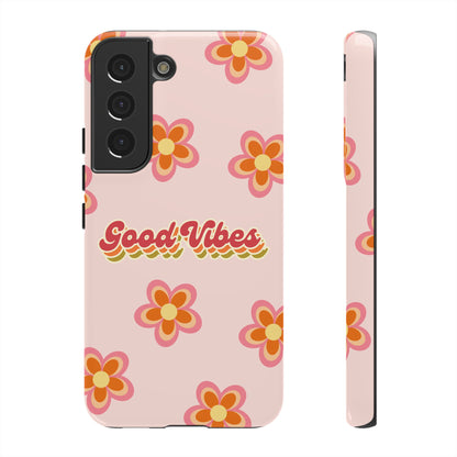 Retro Floral "Good Vibes" Phone Case – Vintage Aesthetic for iPhone, Samsung & Google Pixel