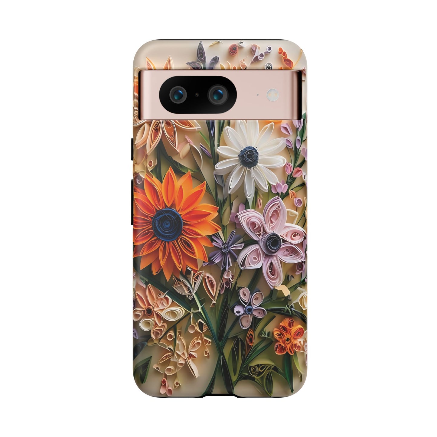 Intricate Quilled Floral Artwork In Vibrant Colors phone case design.