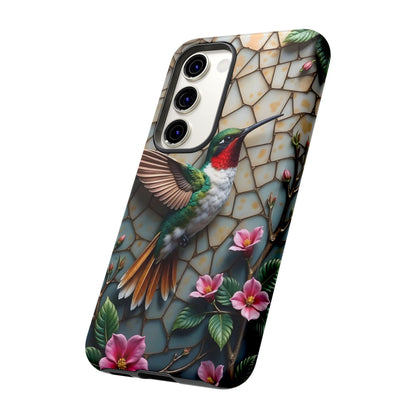 Vivid Hummingbird with Blossoming Branches | Artistic Mosaic Style