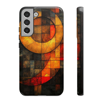 Inferno Spiral – Geometric Stained Glass Art Phone Case for iPhone, Samsung & Pixel