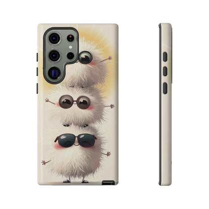 Stacked Fluff Squad Phone Case – Kawaii Anime Creatures with Sunglasses, iPhone, Samsung & Google Pixel Case