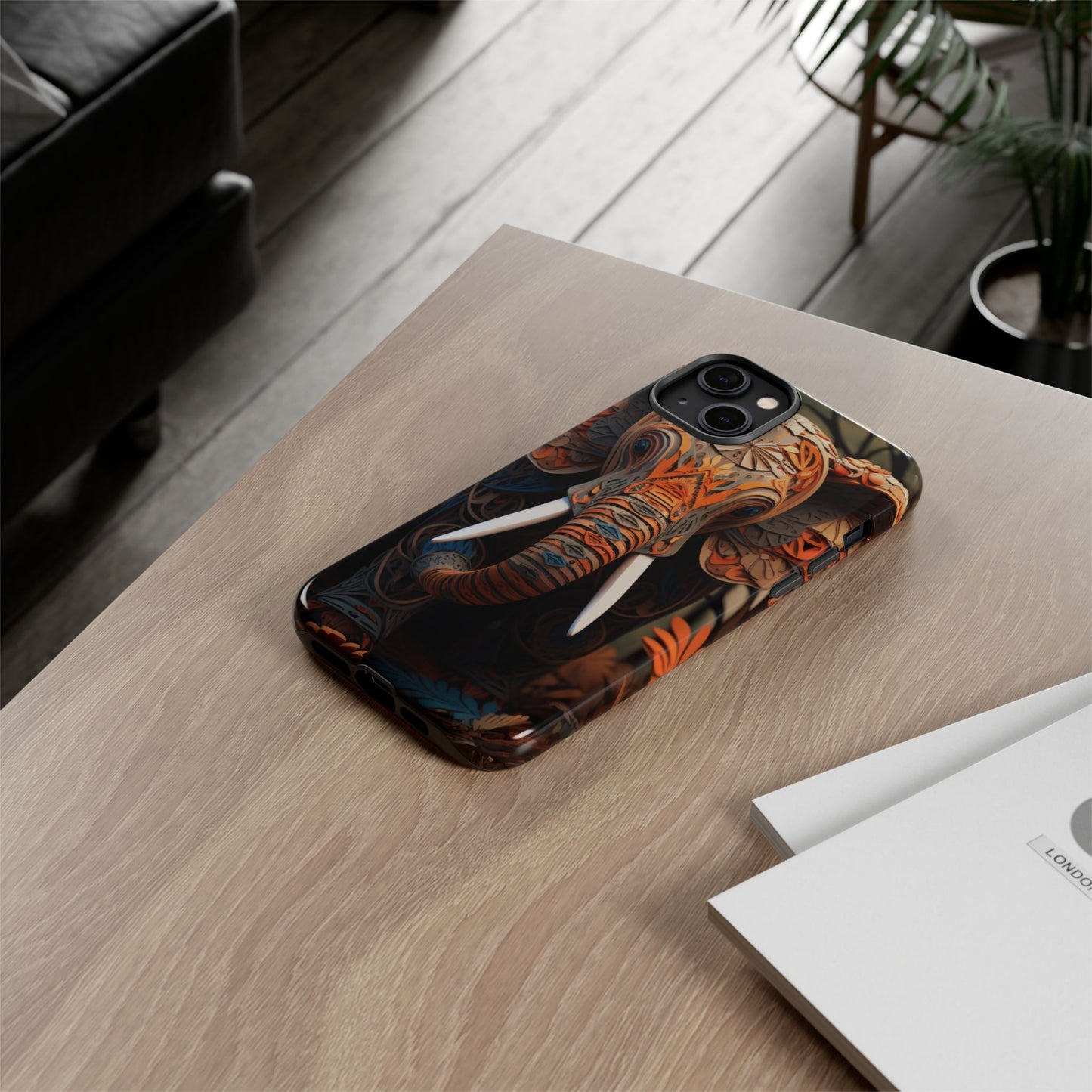 Elegant Artistic Elephant Mobile Cover – Intricate Paper-Cut Design