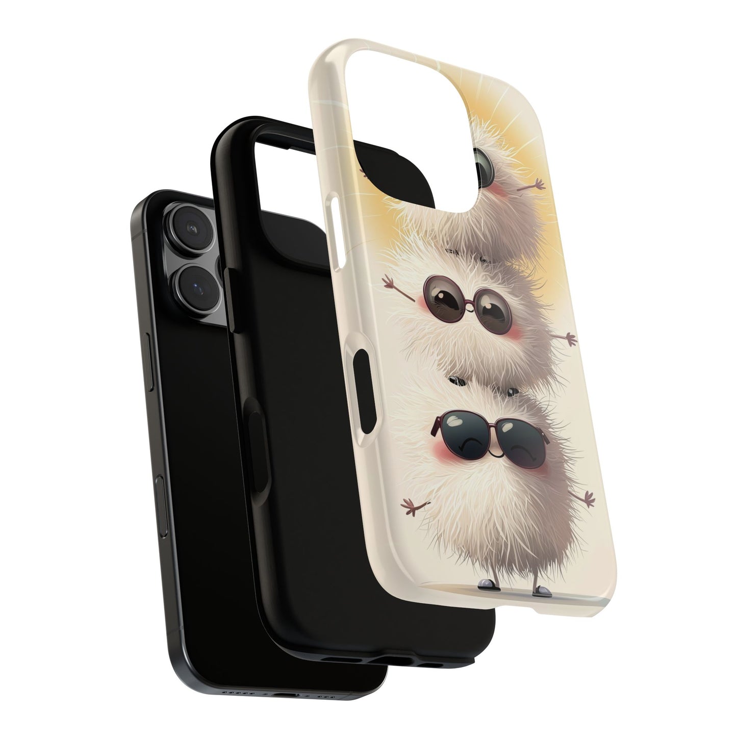 Stacked Fluff Squad Phone Case – Kawaii Anime Creatures with Sunglasses, iPhone, Samsung & Google Pixel Case