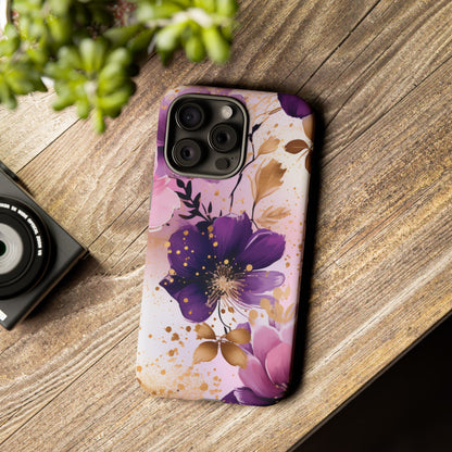 Luxury Purple & Gold Floral Aesthetic Mobile Case