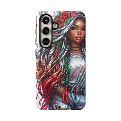 Festive Boho Queen – Holiday Glow & Candy Cane Braids Mobile Cover