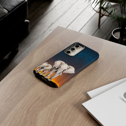 Starry Safari Elephant Family Mobile Cover – Cosmic Wildlife Aesthetic
