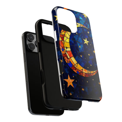 Celestial Crescent: Vibrant Moon and Stars Phone Case