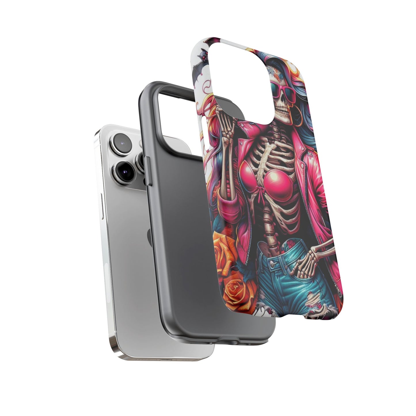 Neon Bones – Retro Skeleton & Vibrant Punk Aesthetic Mobile Cover