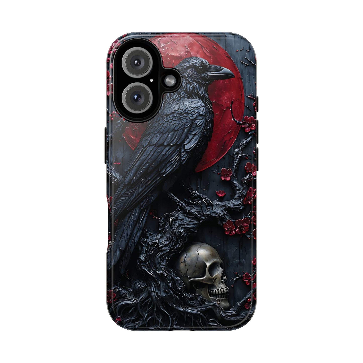 Gothic Sculpture Of Raven On Charcoal Tree Branch phone case design