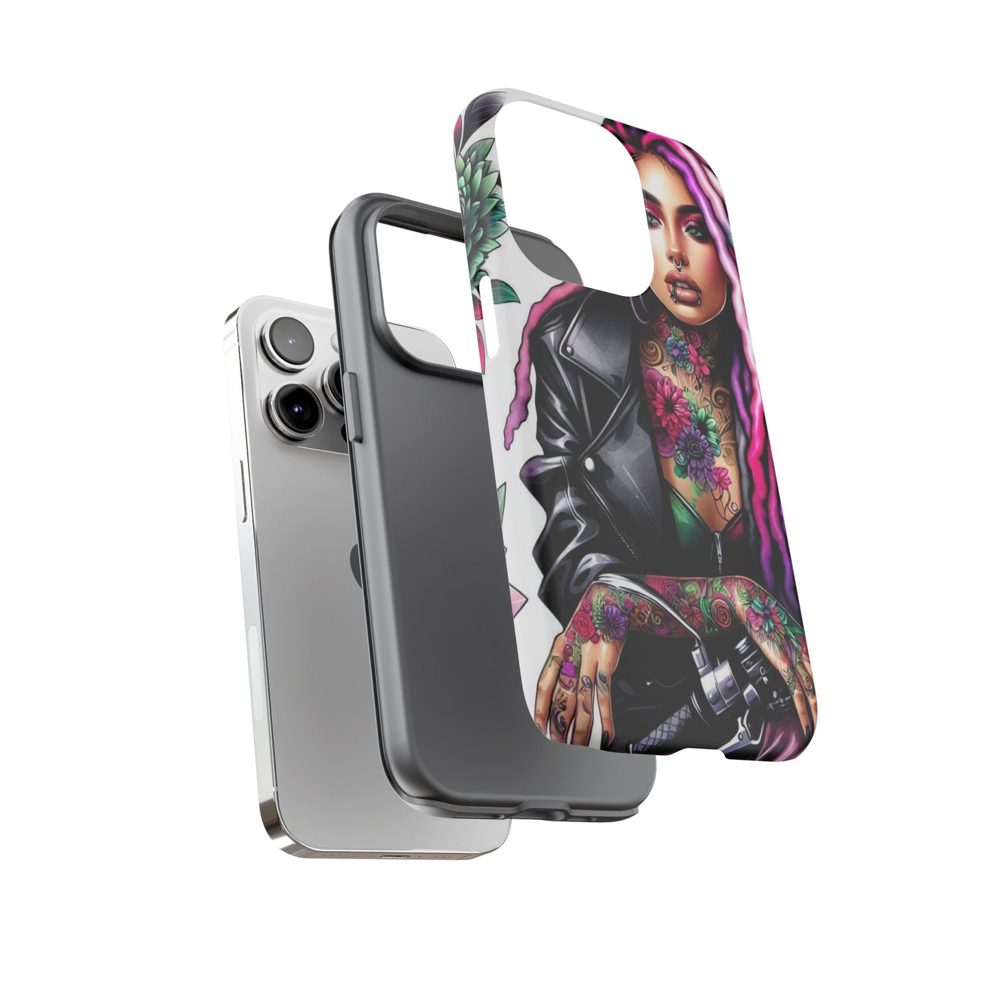 Neon Rebel – Vibrant Biker Queen Mobile Cover