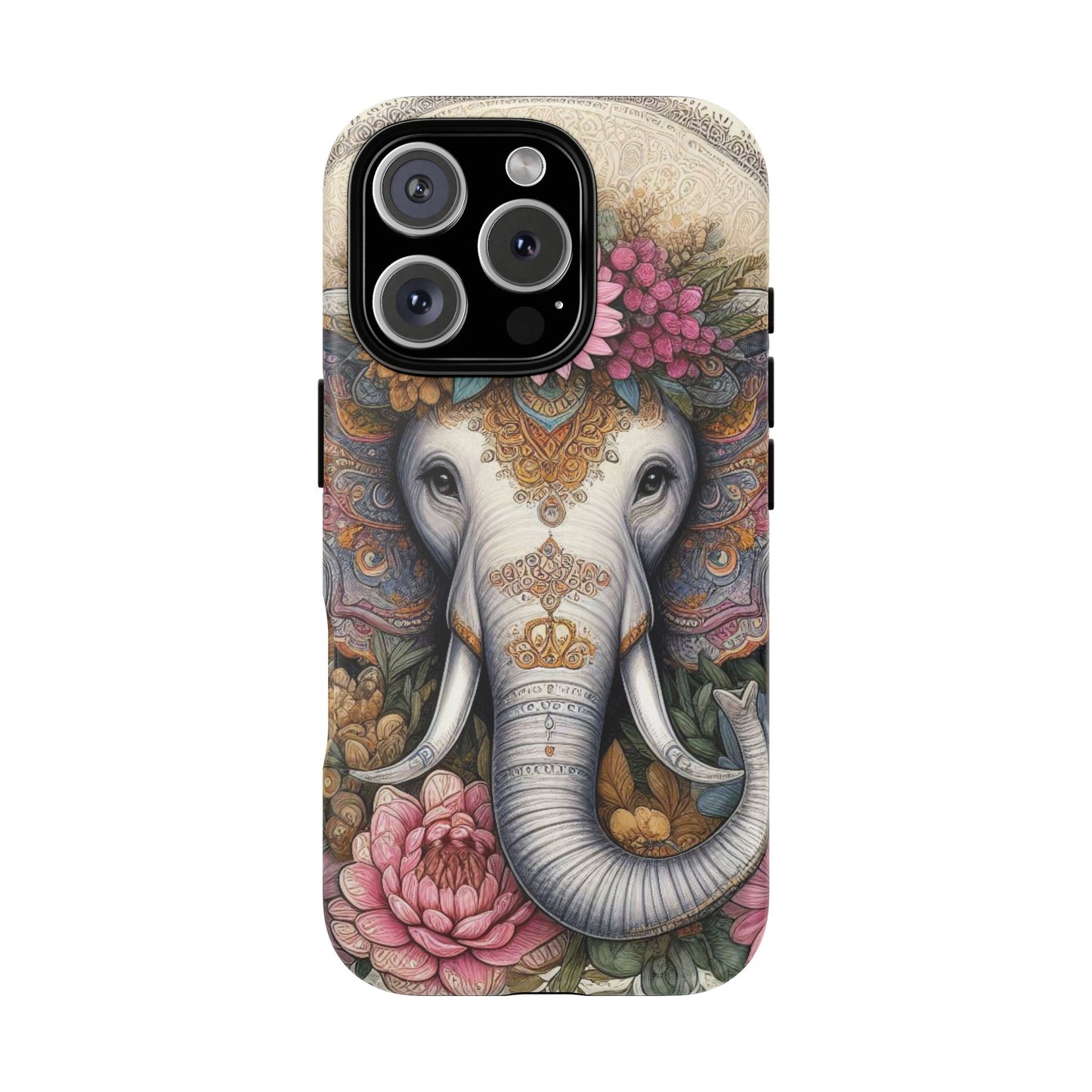 Elegant Floral Elephant Mobile Cover – Royal Mandala Art