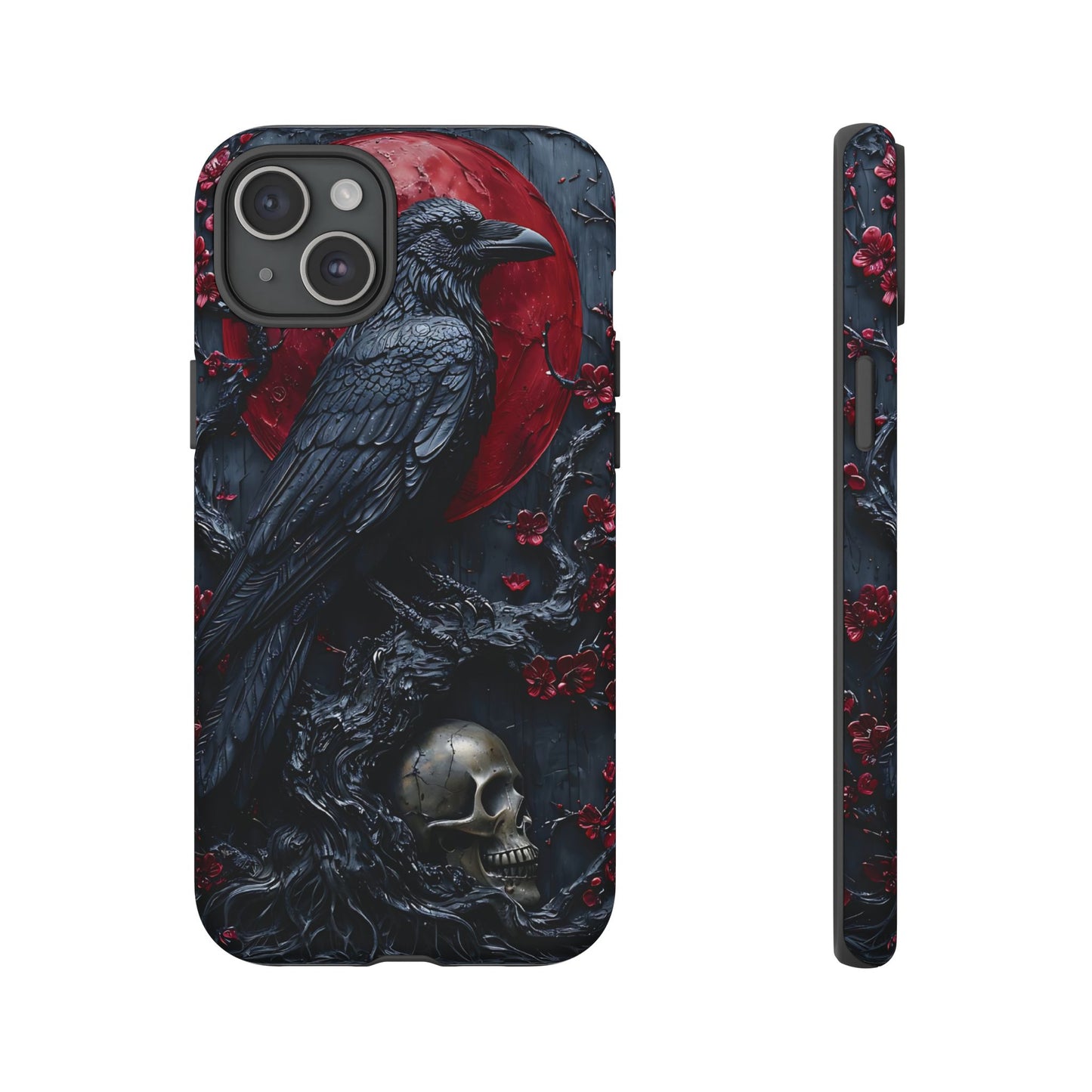 Gothic Sculpture Of Raven On Charcoal Tree Branch phone case design