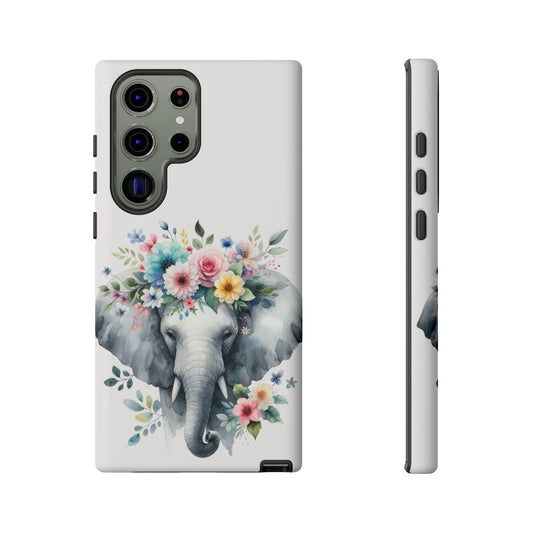 Floral Crown Elephant Mobile Cover – Elegant Watercolor Art