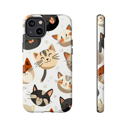 Cute Cat Faces Phone Case – Kawaii Anime Style for iPhone, Samsung & Google Pixel, Fun and Playful Cat Design