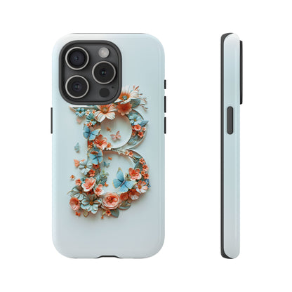Floral Letter B Phone Case – Personalized Aesthetic Cover for iPhone, Samsung & Google Pixel