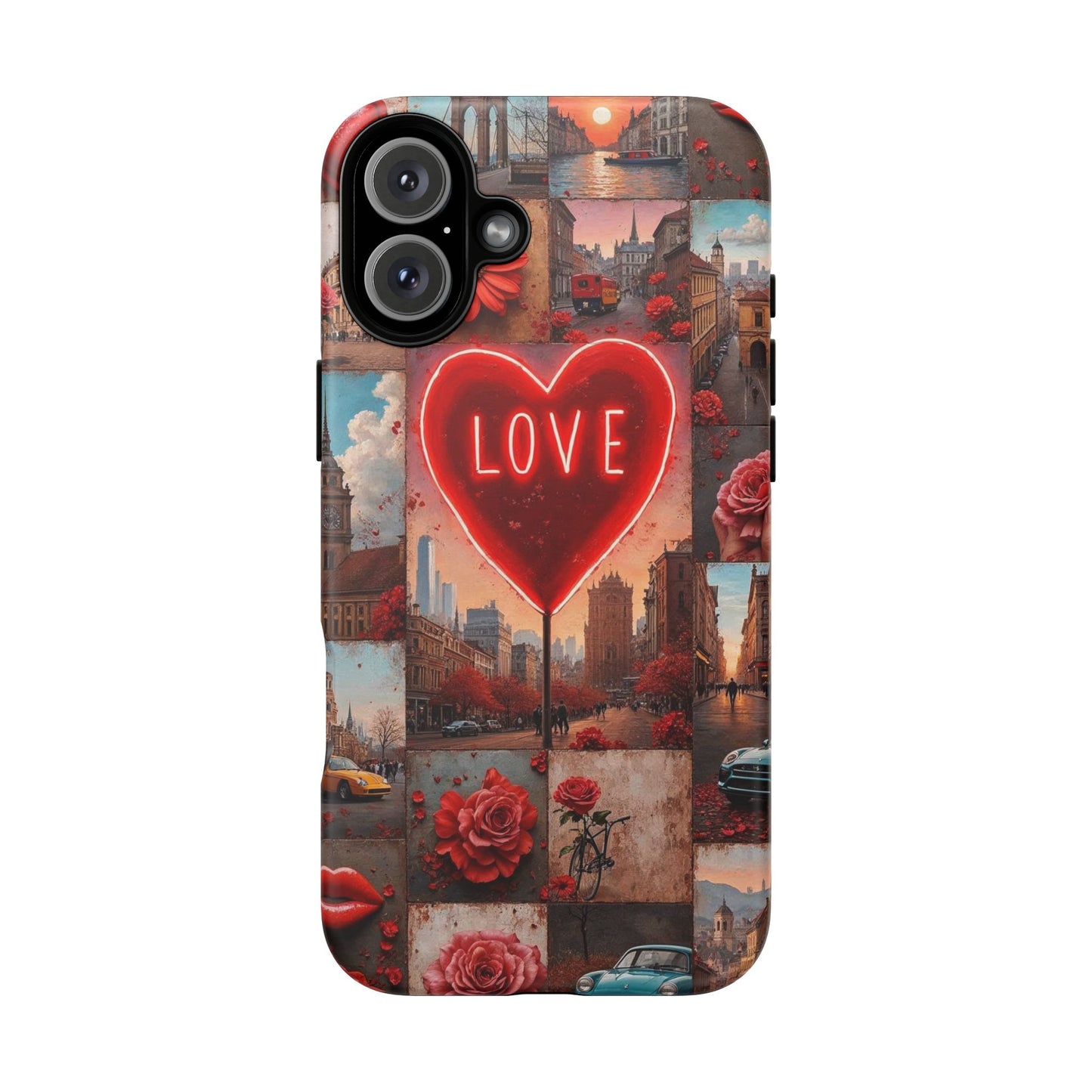 Neon Love Heart & Rose Phone Case