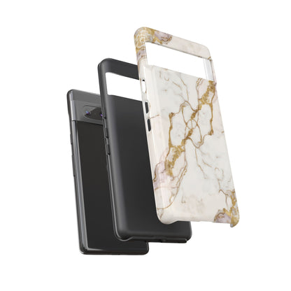 Elegant White and Gold Marble Case Design