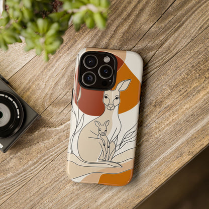 Outback Love: Kangaroo & Joey Line Art Phone Case for iPhone, Samsung & Pixel