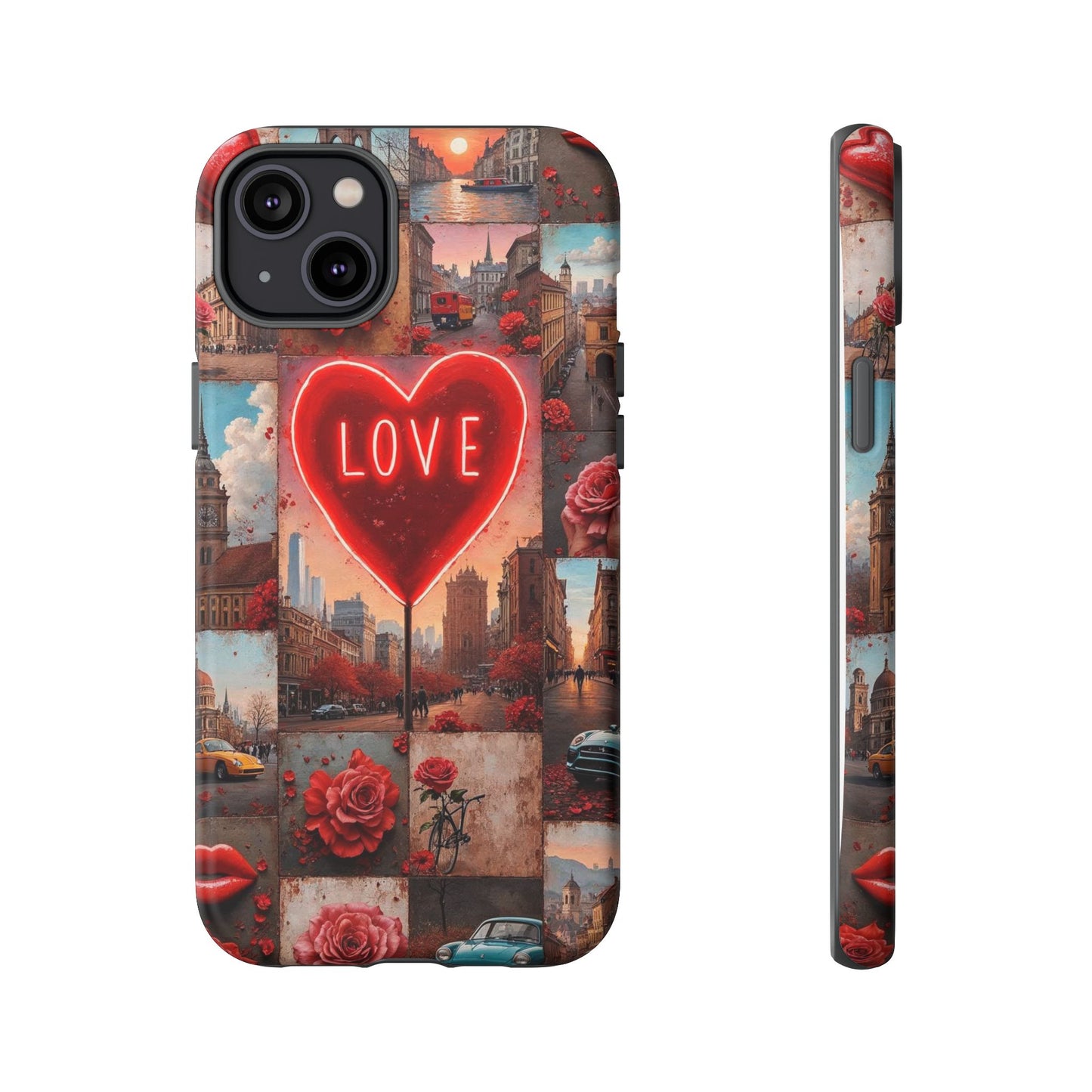 Neon Love Heart & Rose Phone Case