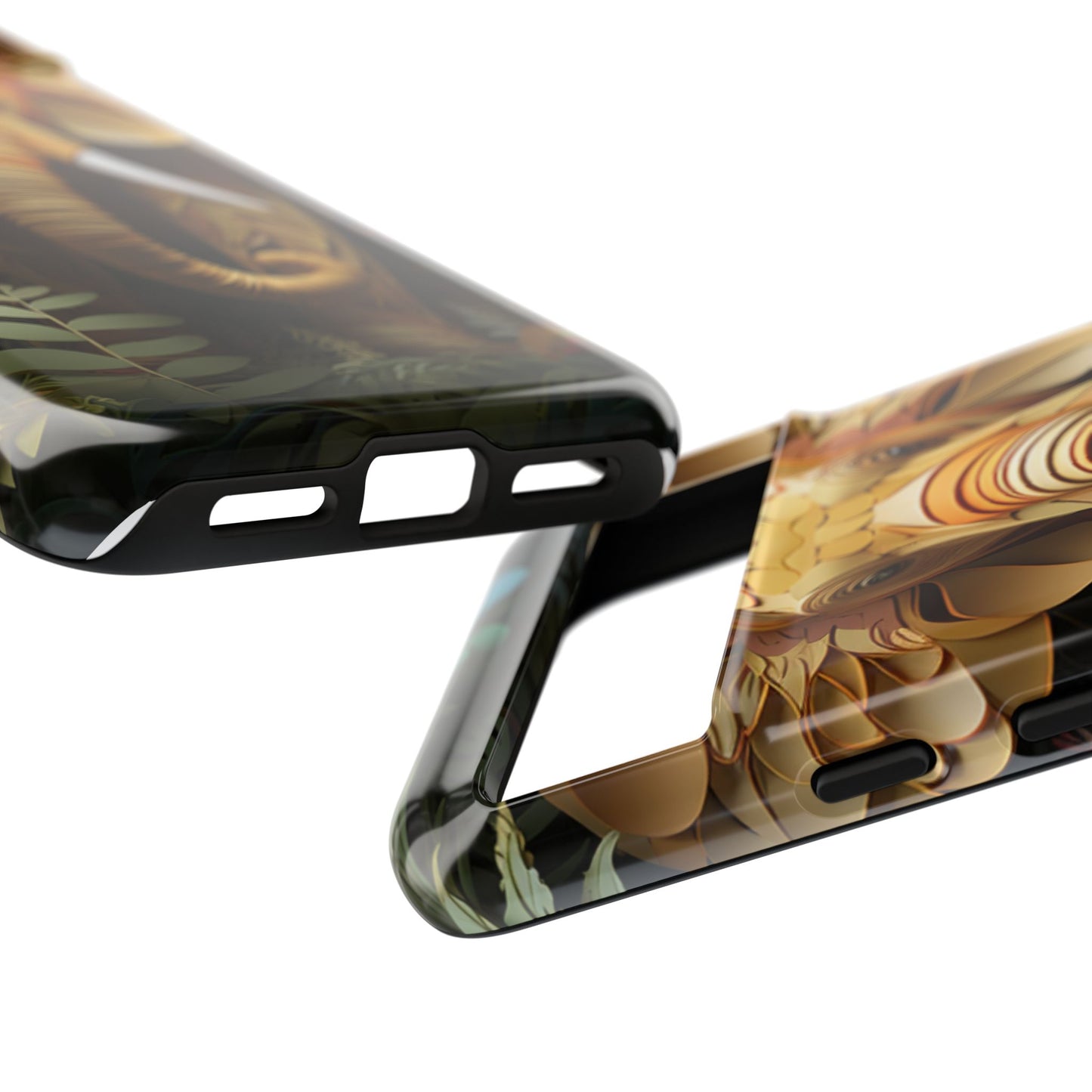 Golden Jungle Elephant Mobile Cover – Intricate Paper Art Design