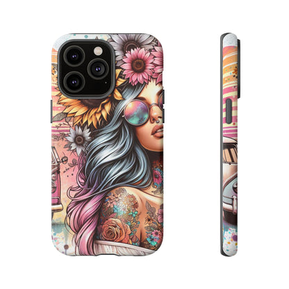 Retro Boho Wanderer – Sunflower Hippie Van Mobile Cover