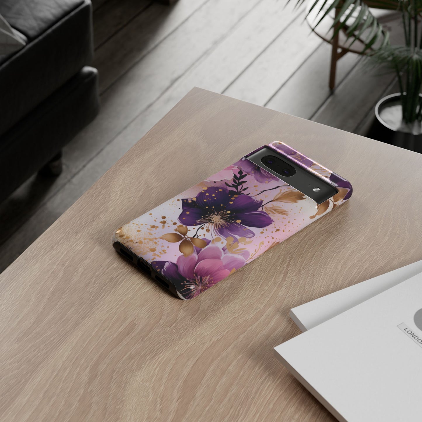 Luxury Purple & Gold Floral Aesthetic Mobile Case
