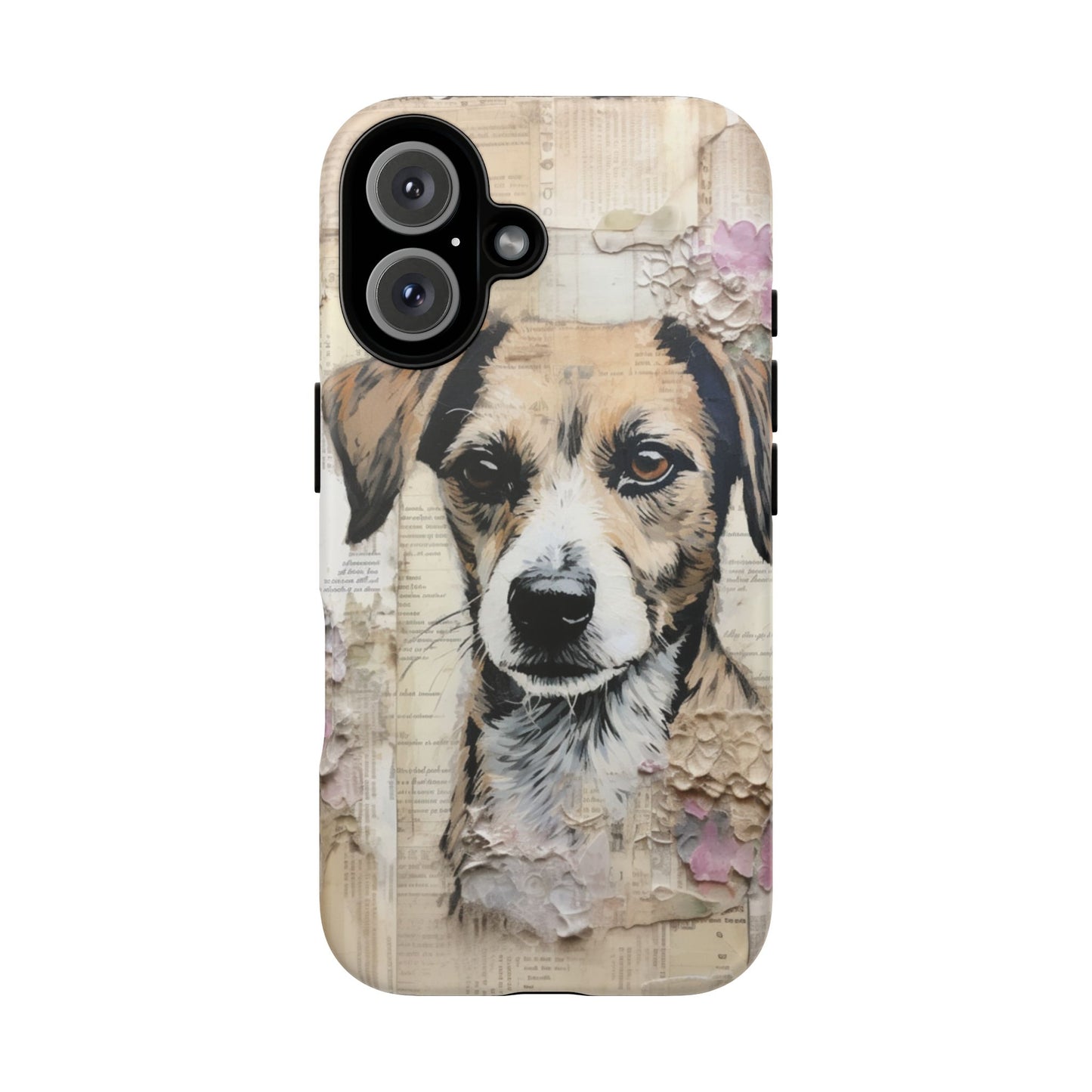 Vintage Collage Dog Portrait Mobile Cover – Artistic Mixed Media Design