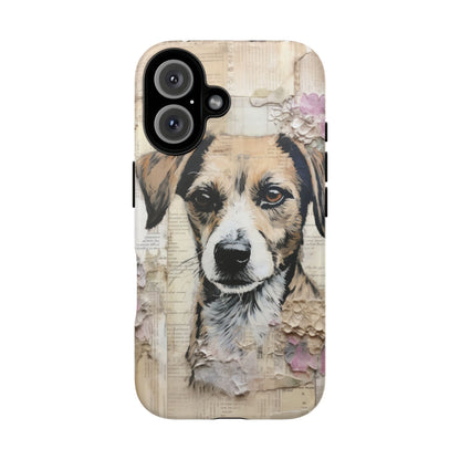 Vintage Collage Dog Portrait Mobile Cover – Artistic Mixed Media Design