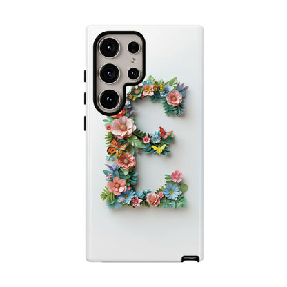 Floral Letter E Phone Case – Personalized Aesthetic Cover for iPhone, Samsung & Google Pixel