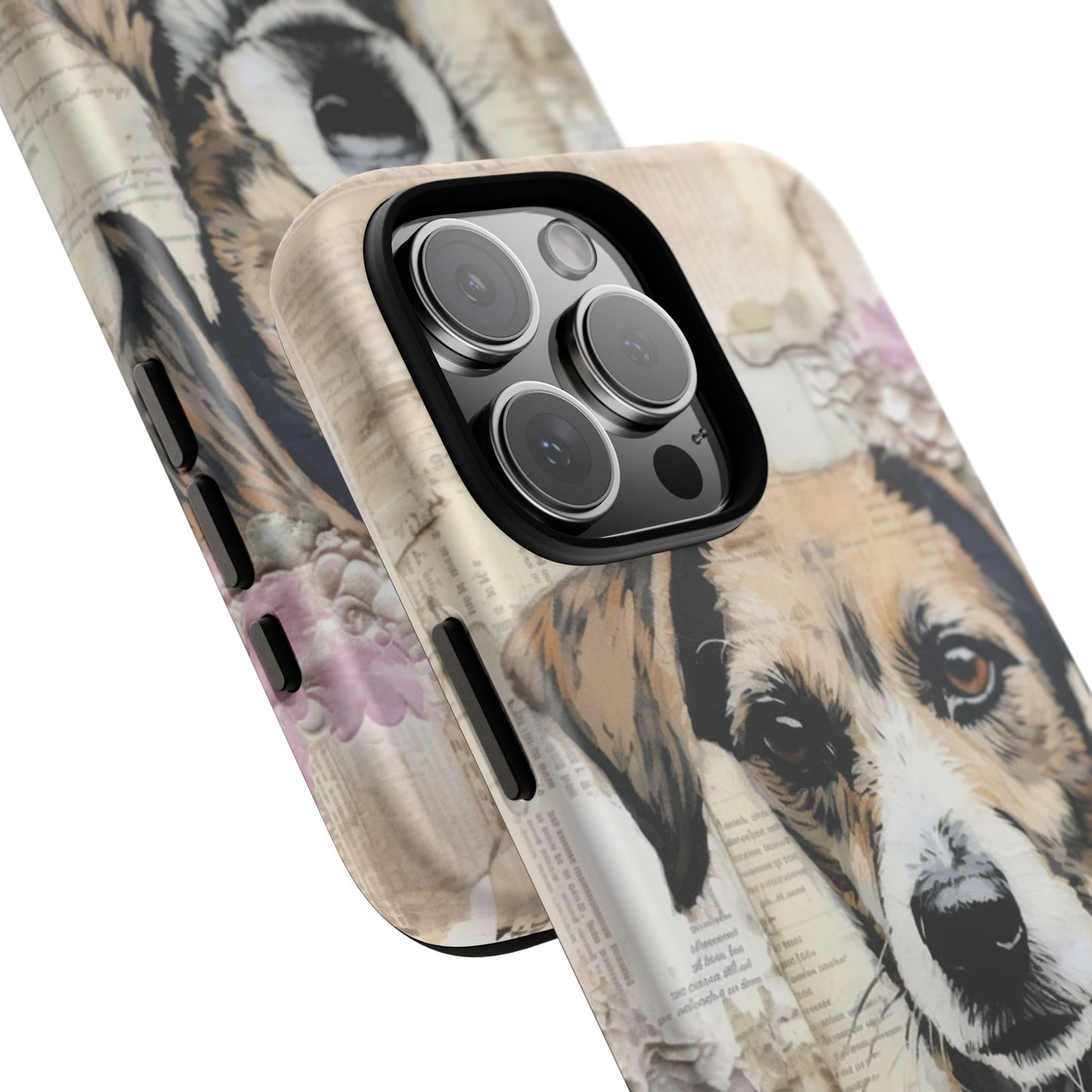 Vintage Collage Dog Portrait Mobile Cover – Artistic Mixed Media Design