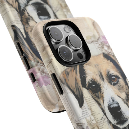 Vintage Collage Dog Portrait Mobile Cover – Artistic Mixed Media Design