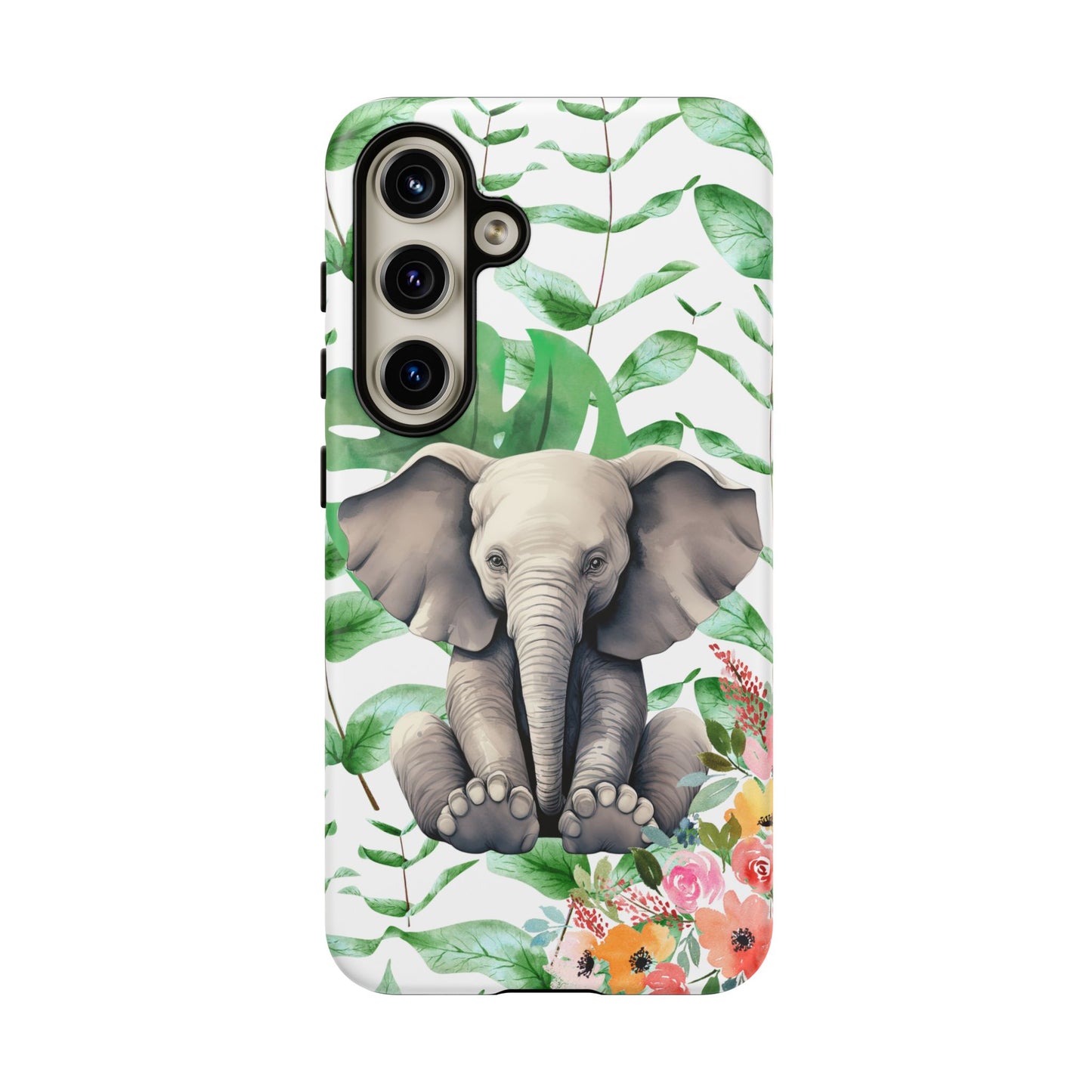 Cute Baby Elephant Mobile Cover – Floral & Tropical Aesthetic