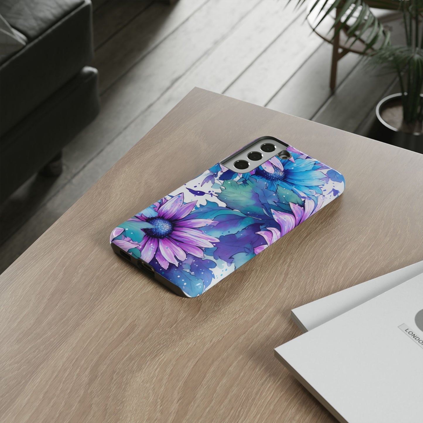 Dreamy Blue & Purple Floral Watercolor Mobile Case