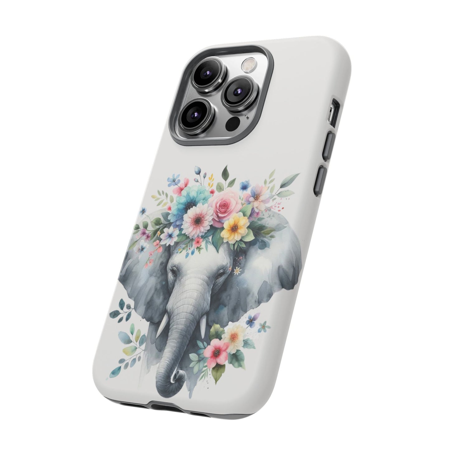 Floral Crown Elephant Mobile Cover – Elegant Watercolor Art