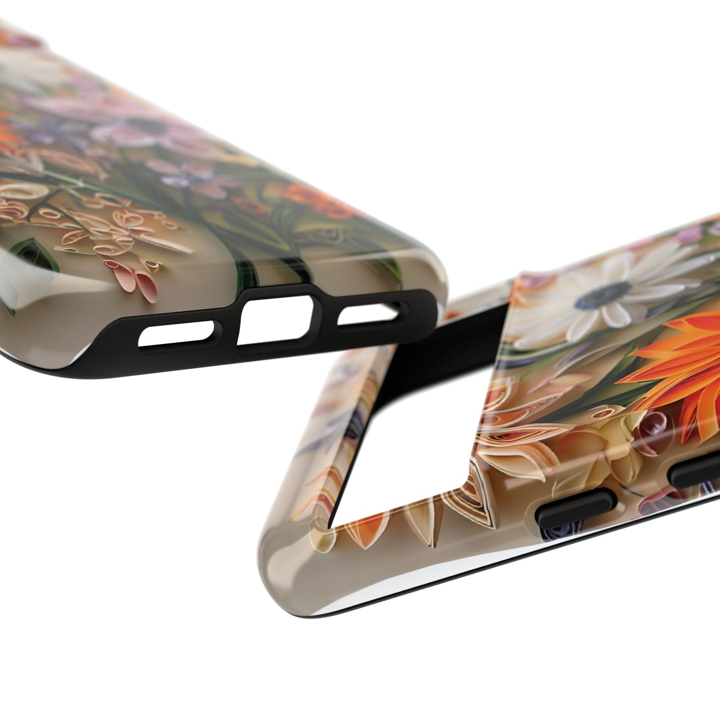 Intricate Quilled Floral Artwork In Vibrant Colors phone case design.