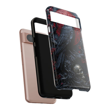 Gothic Sculpture Of Raven On Charcoal Tree Branch phone case design