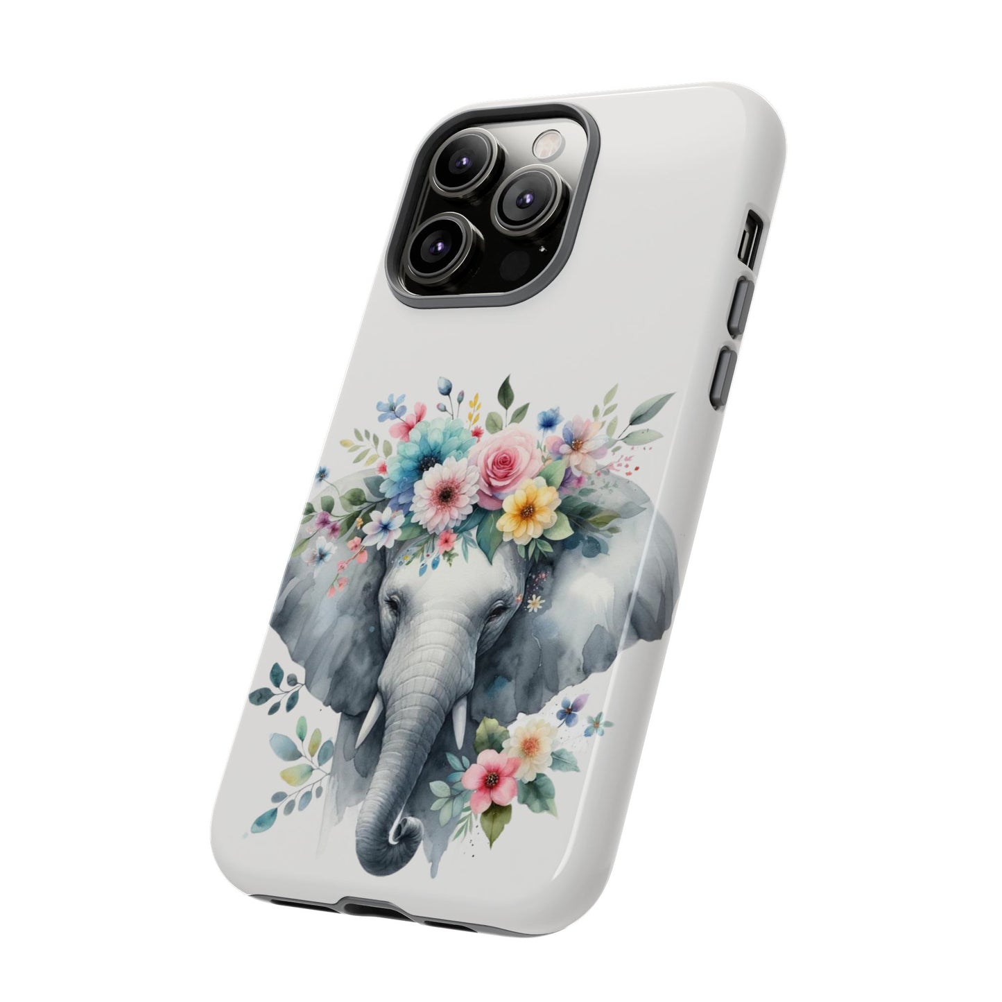 Floral Crown Elephant Mobile Cover – Elegant Watercolor Art